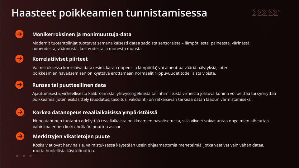 Haasteet poikkeamien tunnistamisessa 